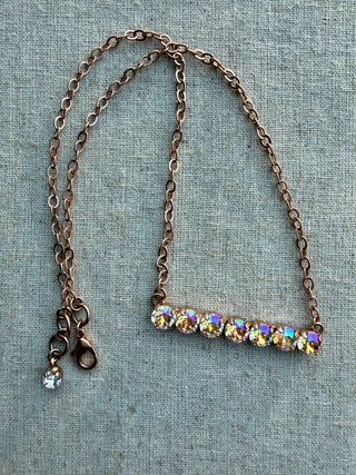 Rose Crystal Bar Necklace - Shabby To Chic Jewelry