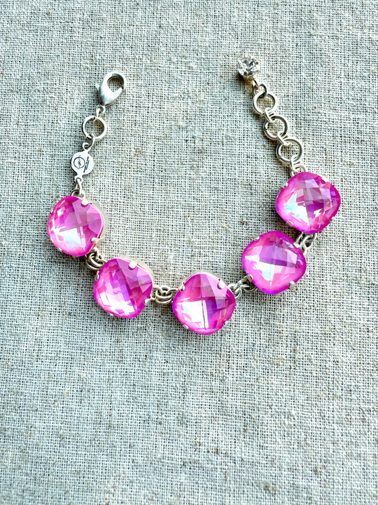 Penny Pink Faceted Crystal Bracelet - Shabby To Chic Jewelry