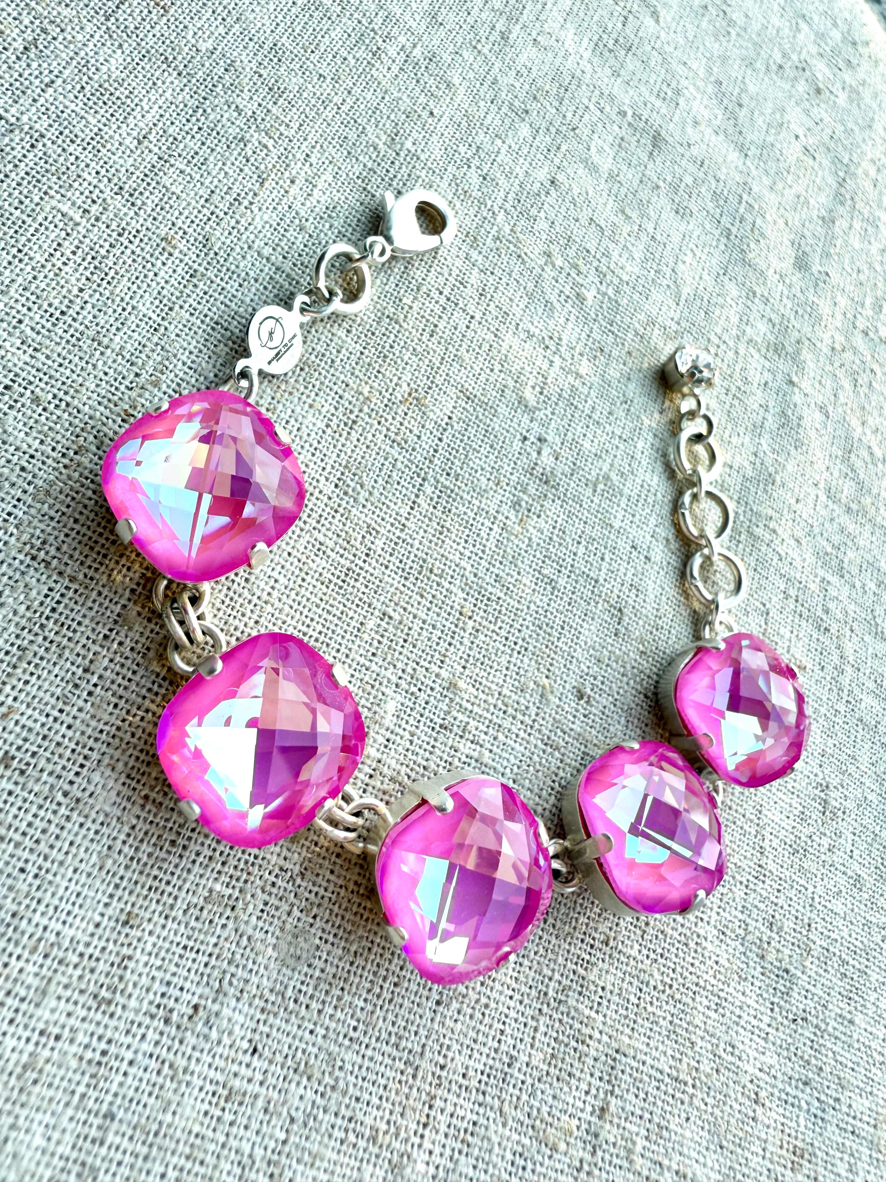 Penny Pink Faceted Crystal Bracelet - Shabby To Chic Jewelry