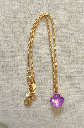 Violet Square Cut Crystal Pendant Necklace - Shabby To Chic Jewelry