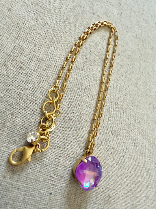 Violet Square Cut Crystal Pendant Necklace - Shabby To Chic Jewelry