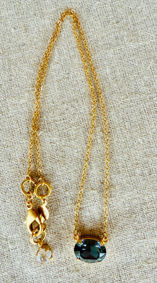 Tori Oval Crystal Pendant Necklace - Shabby To Chic Jewelry