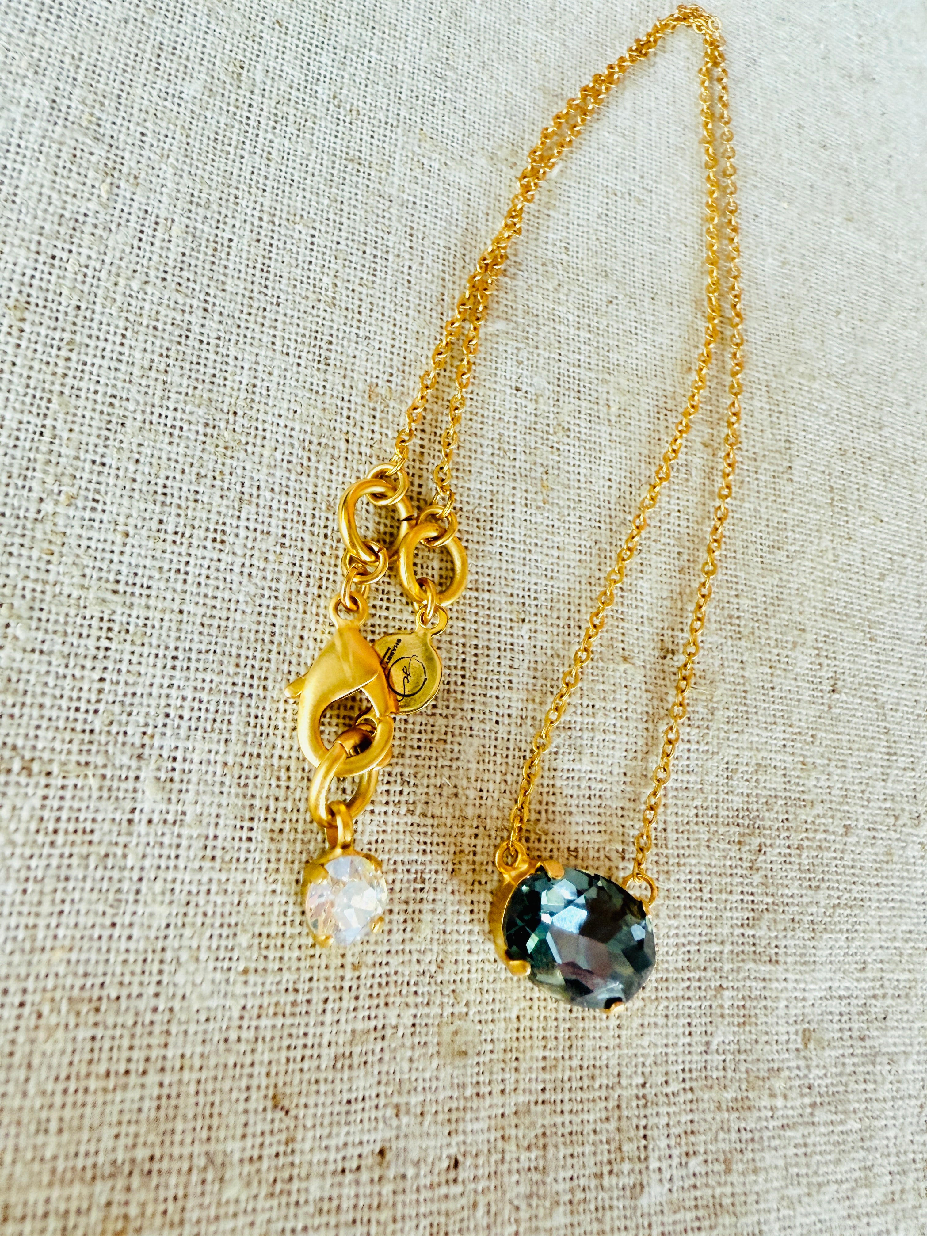 Tori Oval Crystal Pendant Necklace - Shabby To Chic Jewelry