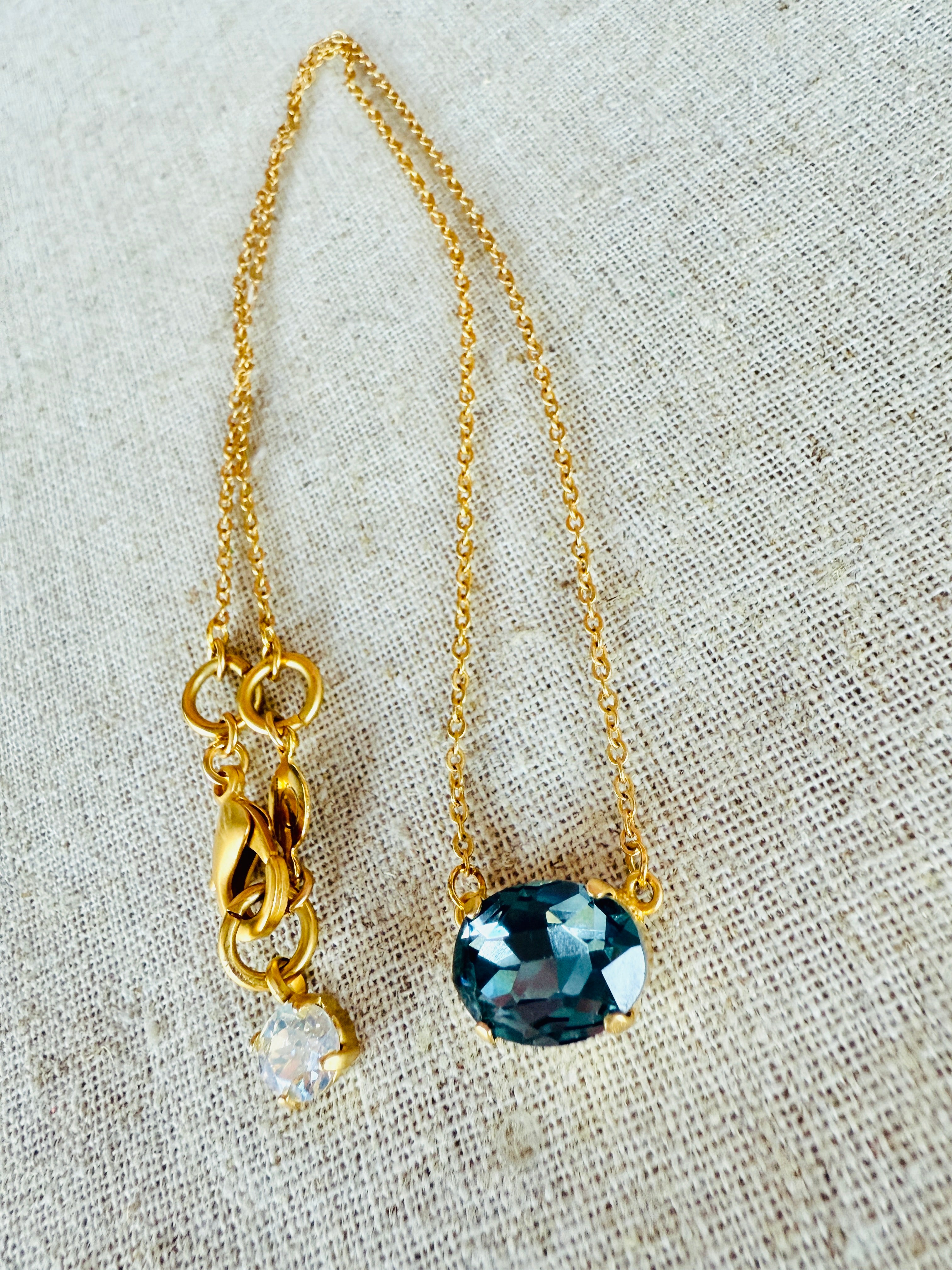 Tori Oval Crystal Pendant Necklace - Shabby To Chic Jewelry