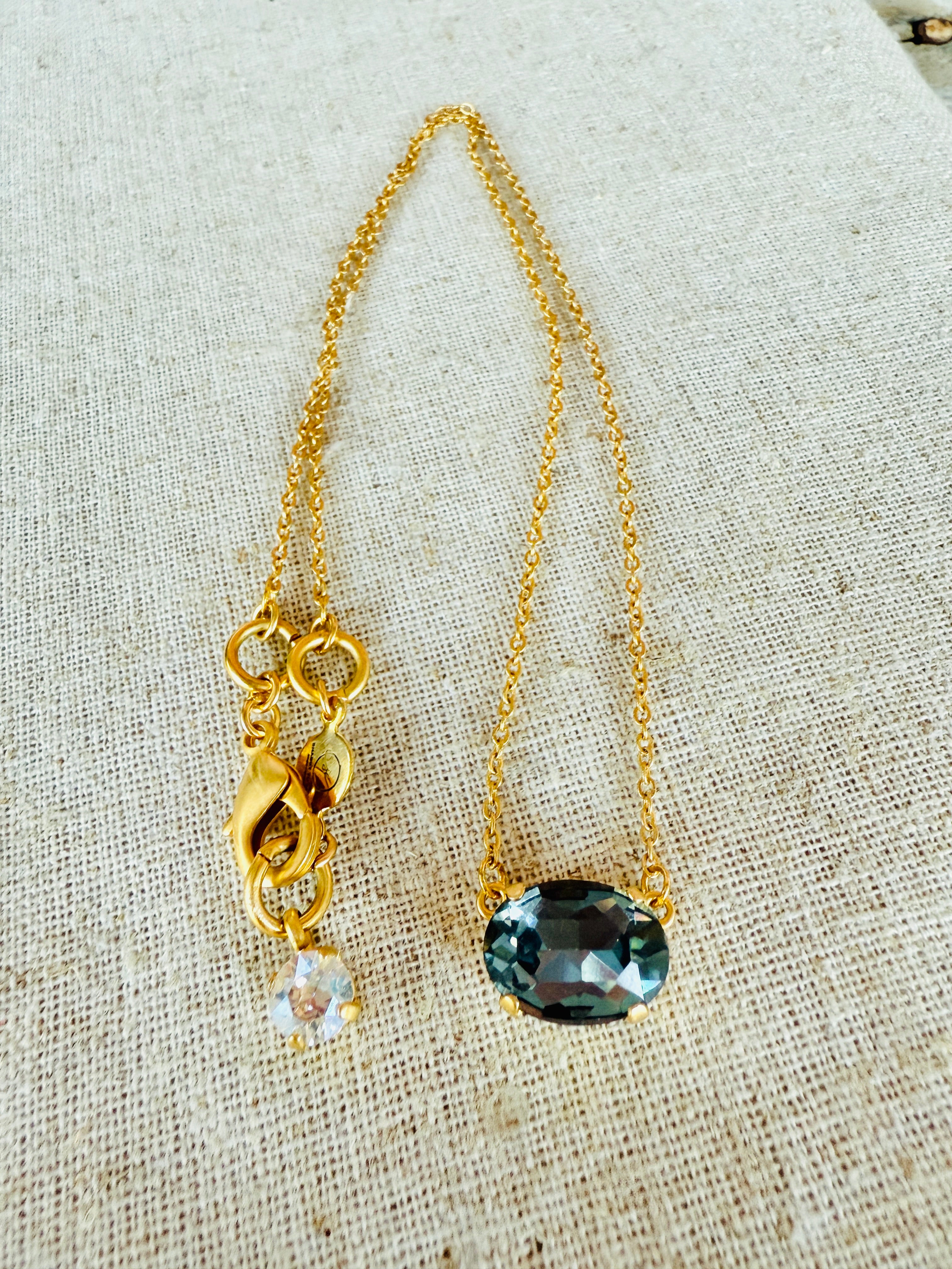 Tori Oval Crystal Pendant Necklace - Shabby To Chic Jewelry