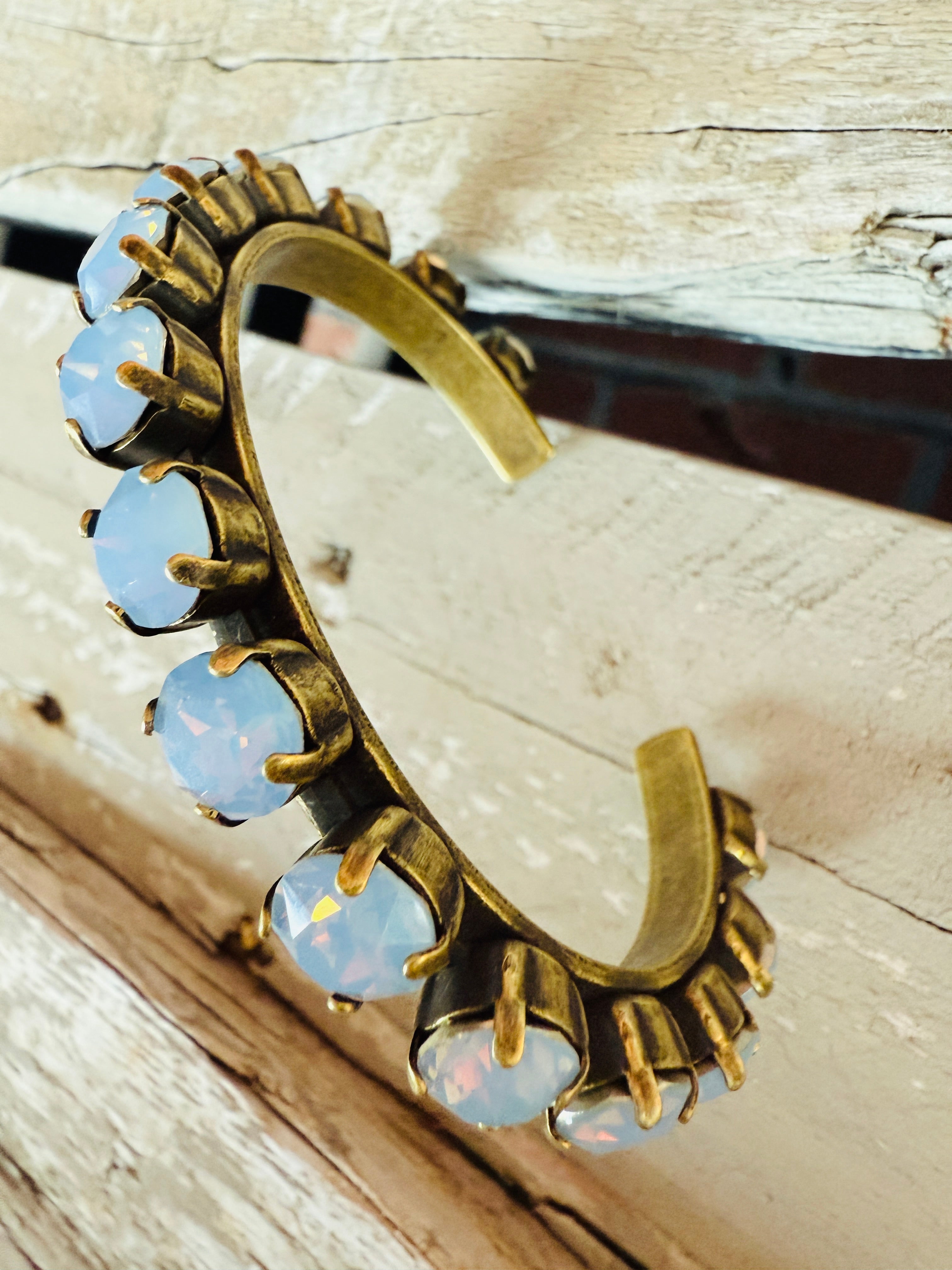 Mia Powder Blue Premium Crystal Cuff Bracelet - Shabby To Chic Jewelry