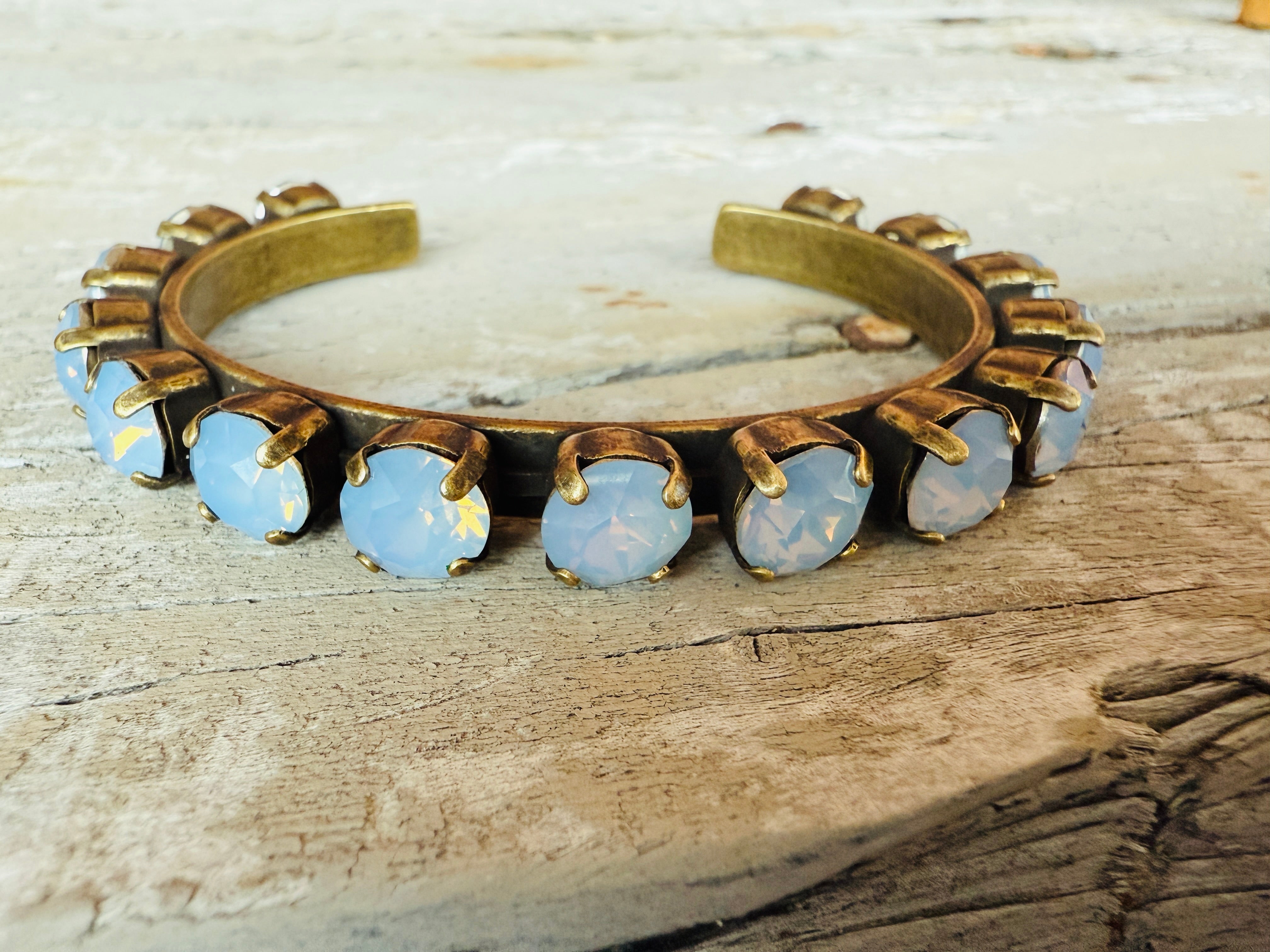 Mia Powder Blue Premium Crystal Cuff Bracelet - Shabby To Chic Jewelry