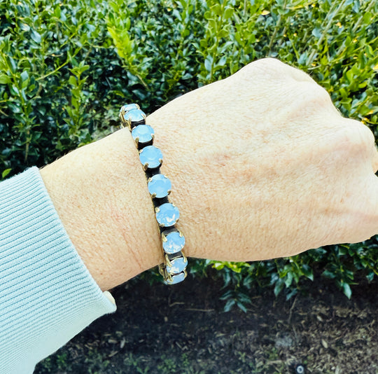 Mia Powder Blue Premium Crystal Cuff Bracelet - Shabby To Chic Jewelry