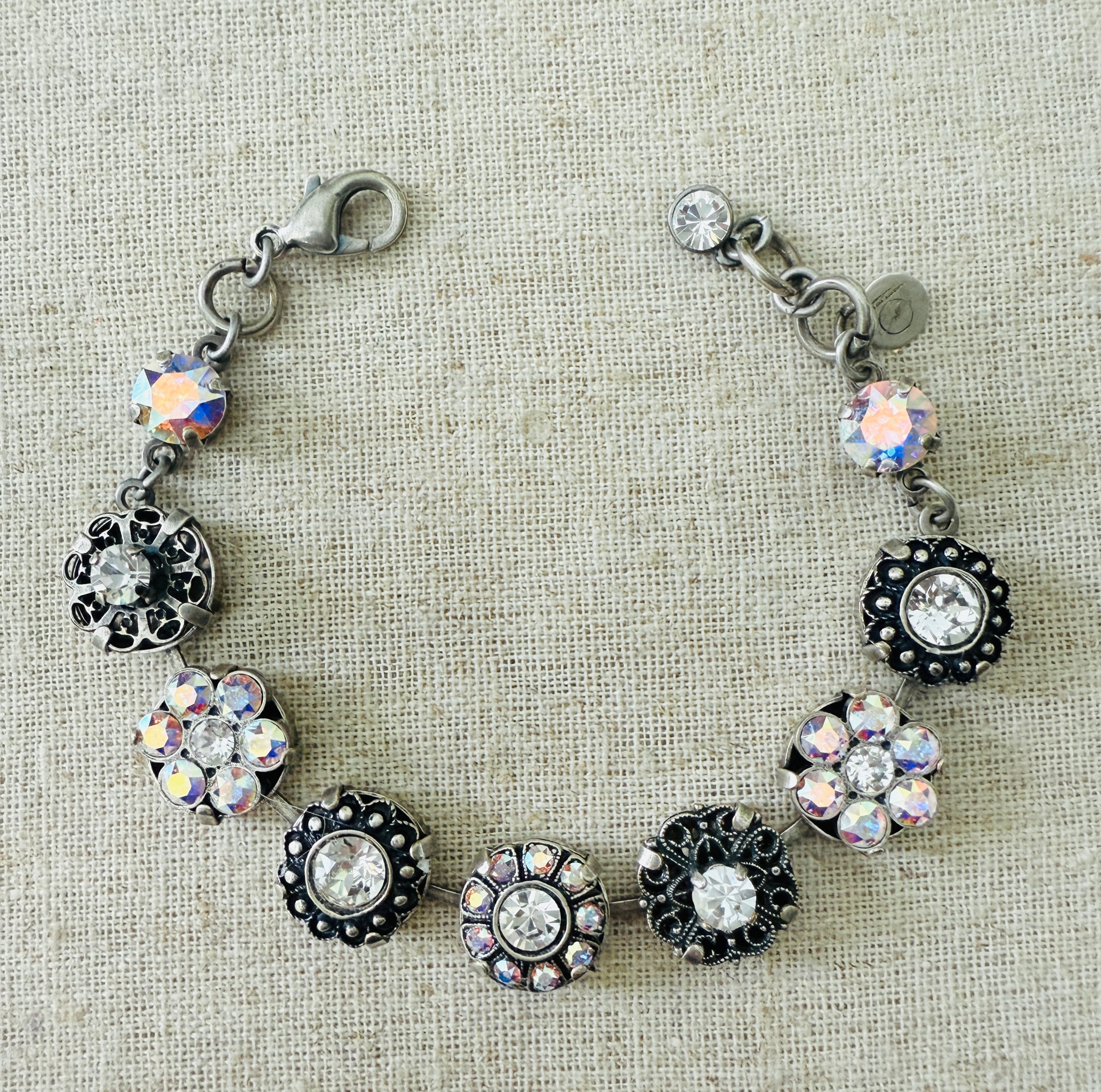 Zoe Silver Ornate Filigree Crystal Bracelet - Shabby To Chic Jewelry