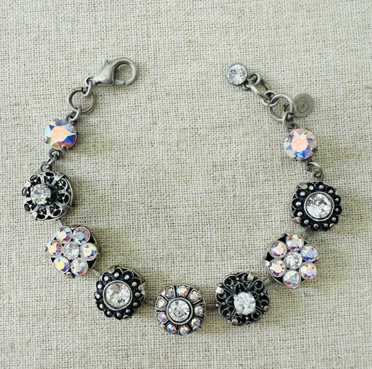 Zoe Silver Ornate Filigree Crystal Bracelet - Shabby To Chic Jewelry