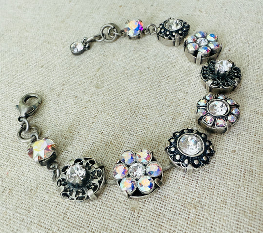 Zoe Silver Ornate Filigree Crystal Bracelet - Shabby To Chic Jewelry