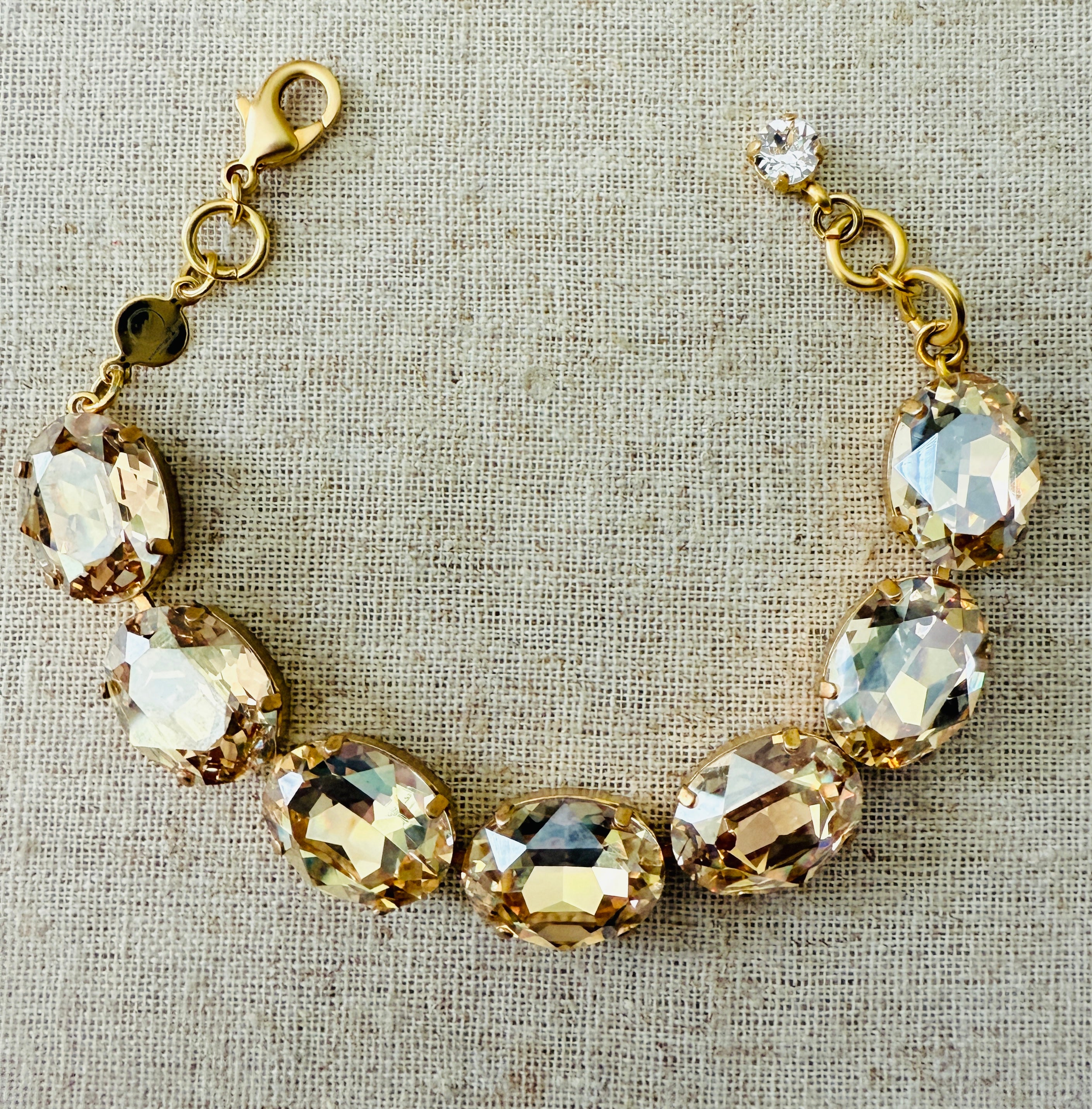 Makayla Gold Oval Cut Crystal Bracelet - Shabby To Chic Jewelry