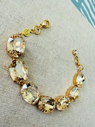 Makayla Gold Oval Cut Crystal Bracelet - Shabby To Chic Jewelry