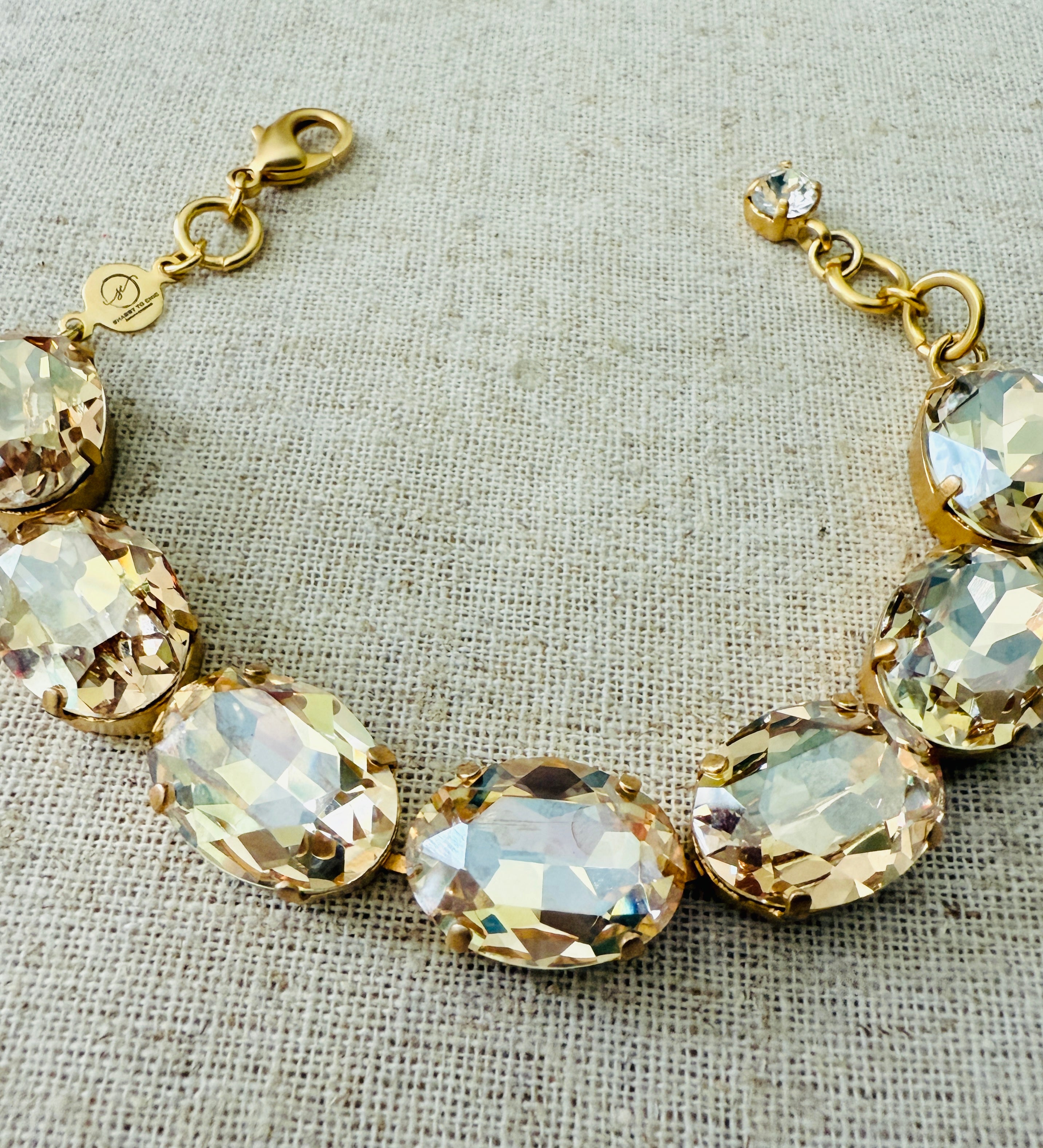Makayla Gold Oval Cut Crystal Bracelet - Shabby To Chic Jewelry