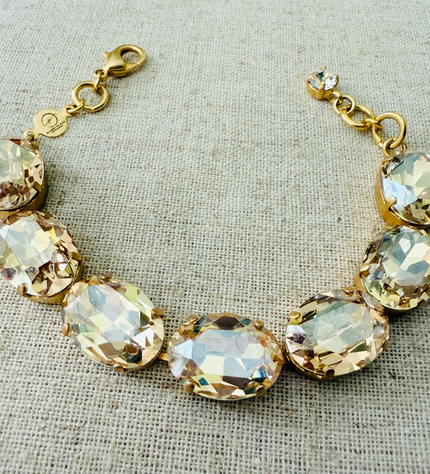 Makayla Gold Oval Cut Crystal Bracelet - Shabby To Chic Jewelry