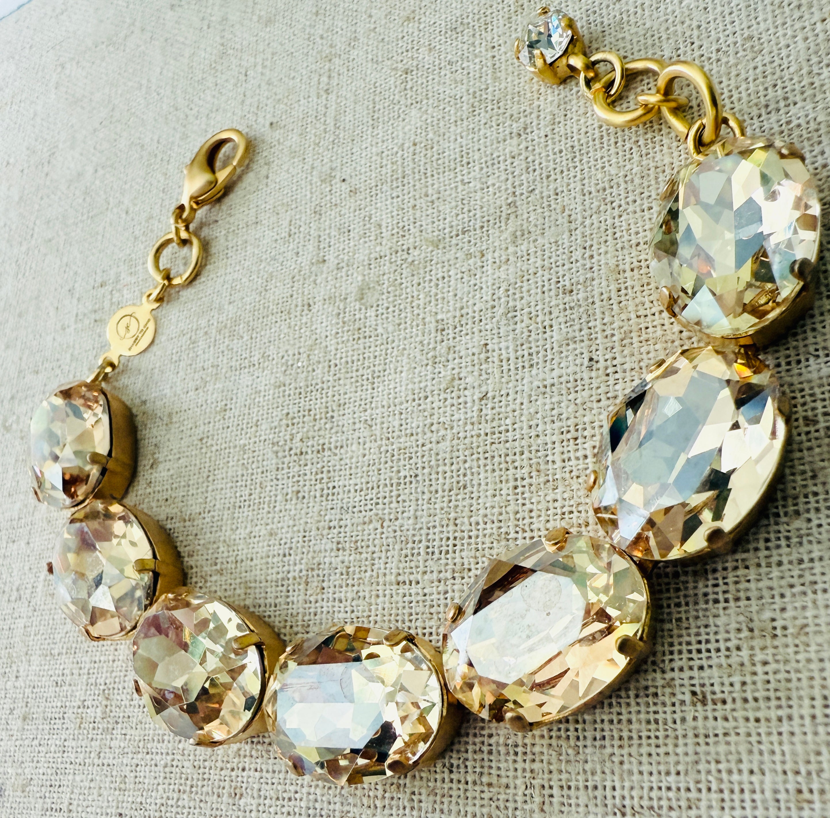 Makayla Gold Oval Cut Crystal Bracelet - Shabby To Chic Jewelry