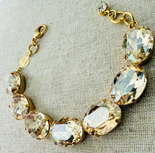 Makayla Gold Oval Cut Crystal Bracelet - Shabby To Chic Jewelry