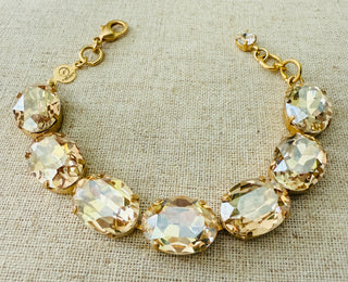 Makayla Gold Oval Cut Crystal Bracelet - Shabby To Chic Jewelry