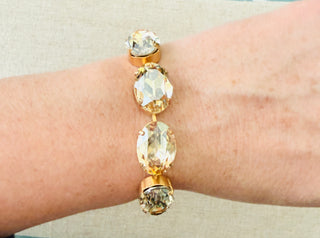 Makayla Gold Oval Cut Crystal Bracelet - Shabby To Chic Jewelry