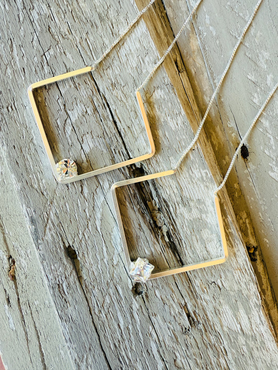 Blair Geometric Pendant Crystal Necklace - Shabby To Chic Jewelry