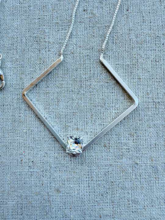 Blair Geometric Pendant Crystal Necklace - Shabby To Chic Jewelry