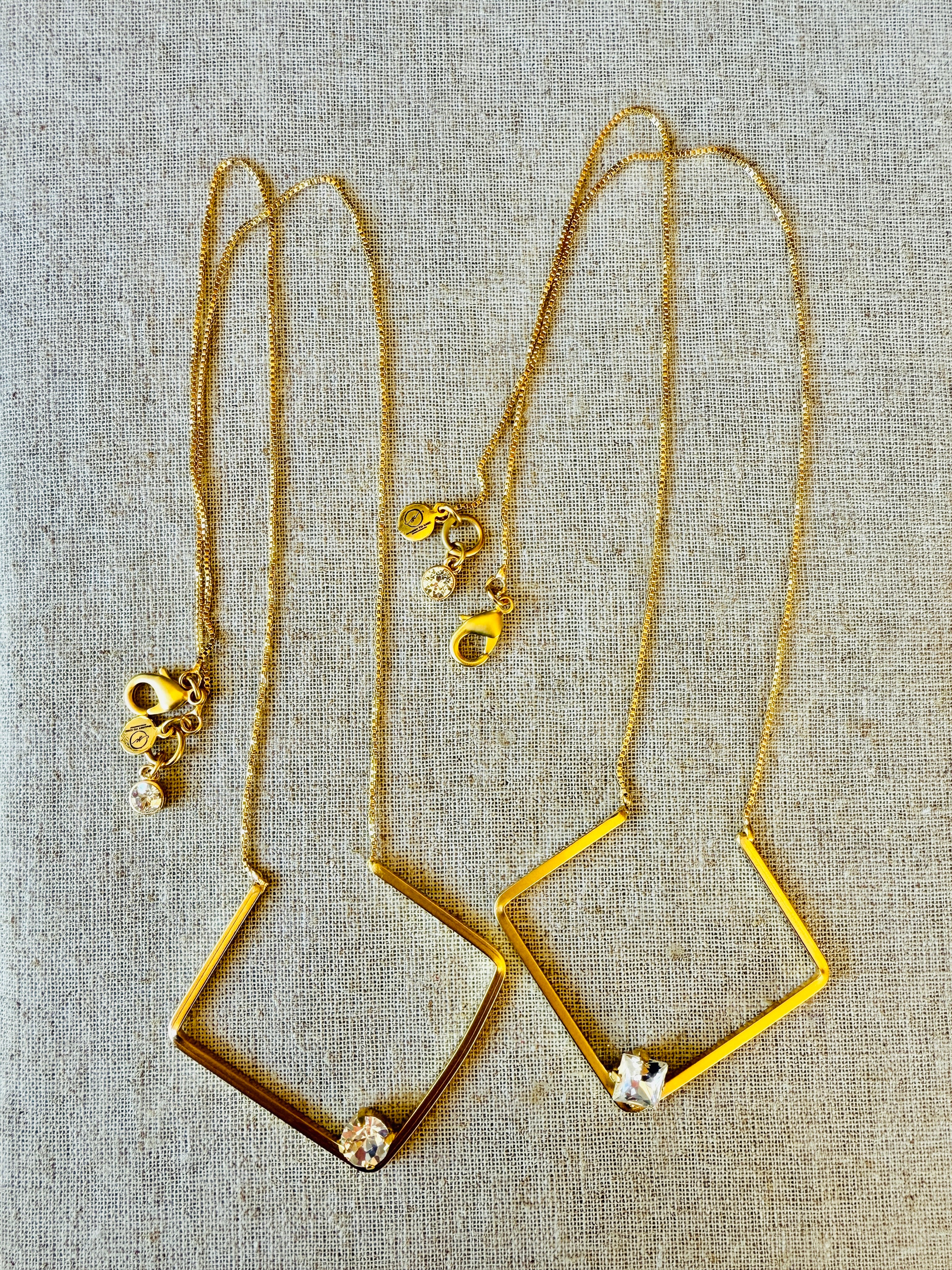 Blair Geometric Pendant Crystal Necklace - Shabby To Chic Jewelry