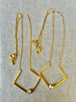 Blair Geometric Pendant Crystal Necklace - Shabby To Chic Jewelry