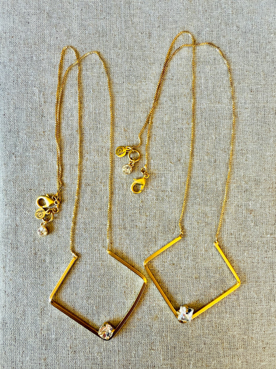 Blair Geometric Pendant Crystal Necklace - Shabby To Chic Jewelry