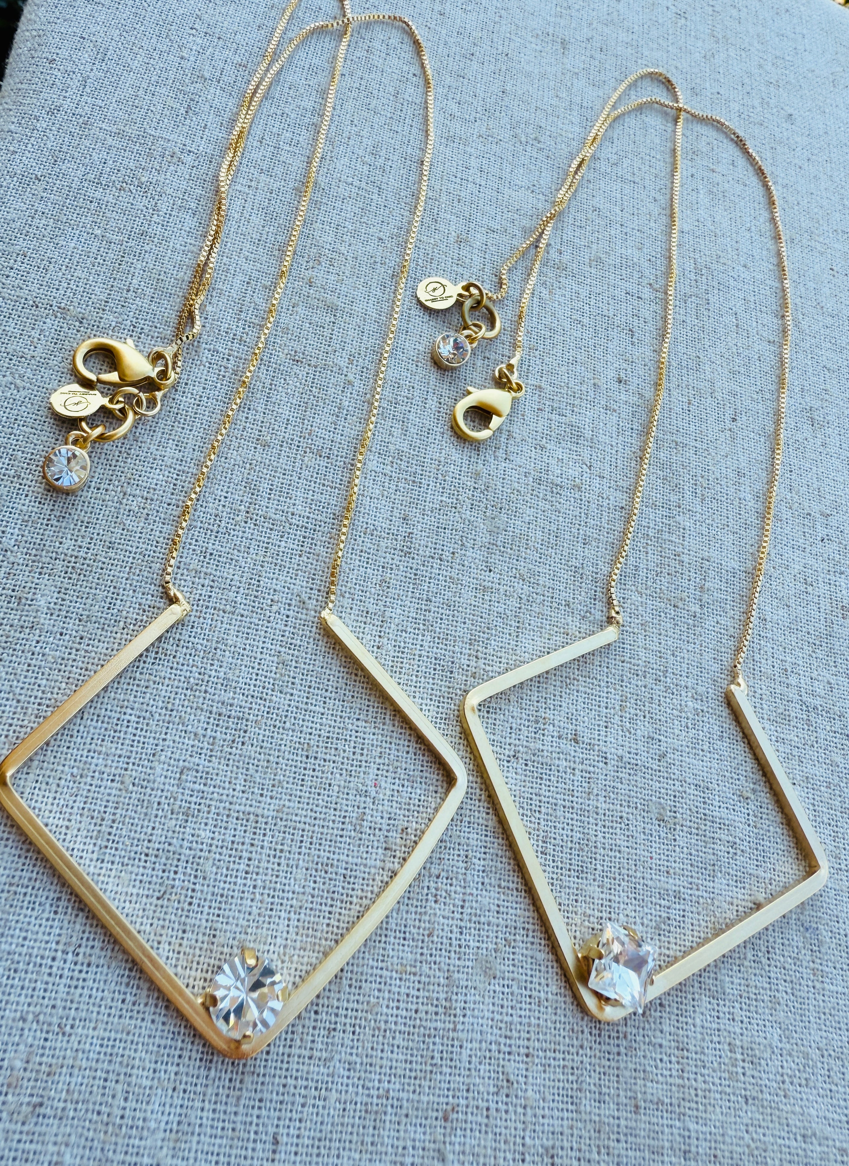 Blair Geometric Pendant Crystal Necklace - Shabby To Chic Jewelry