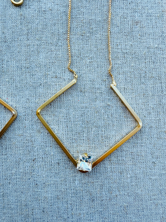 Blair Geometric Pendant Crystal Necklace - Shabby To Chic Jewelry