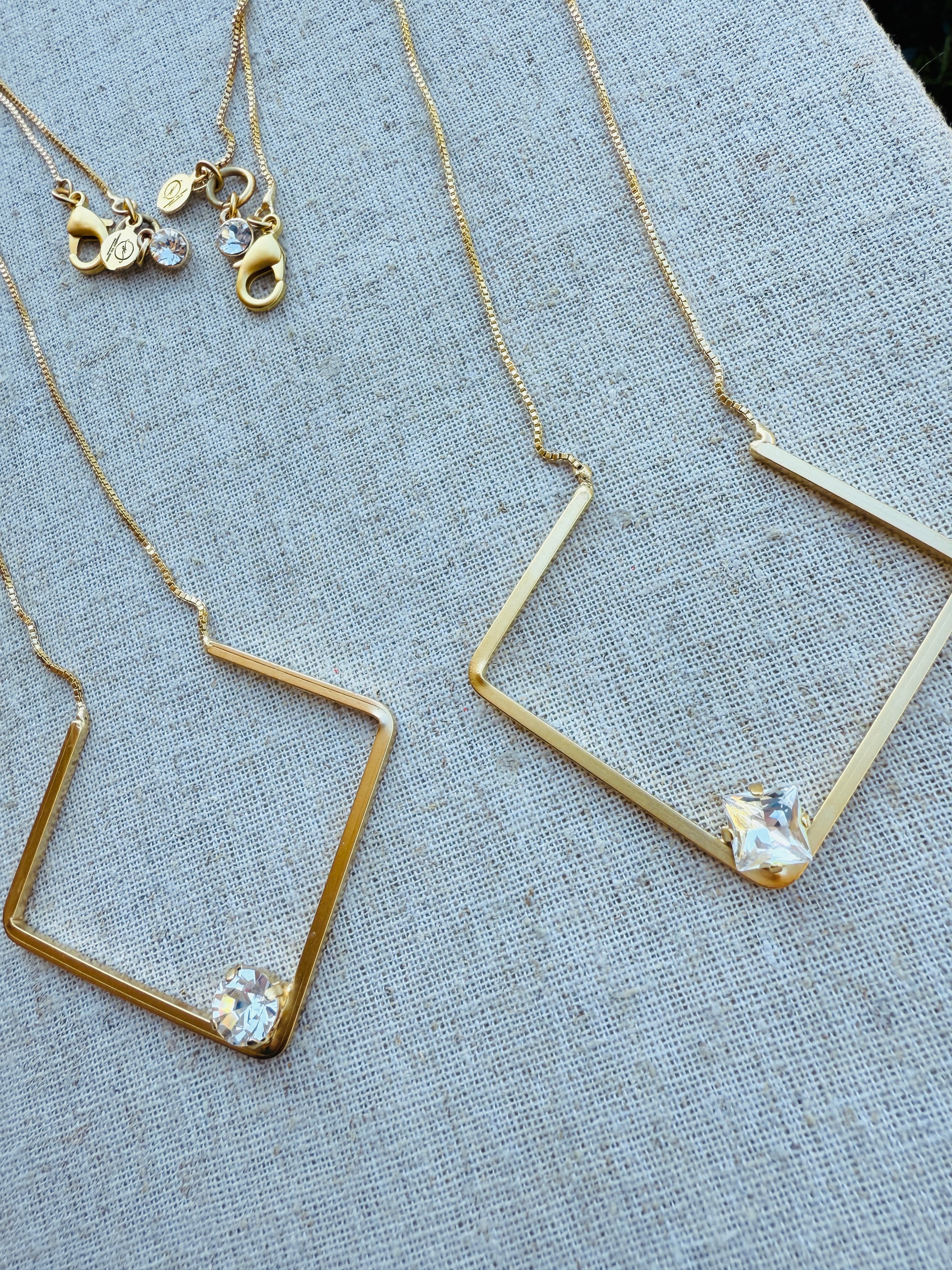 Blair Geometric Pendant Crystal Necklace - Shabby To Chic Jewelry