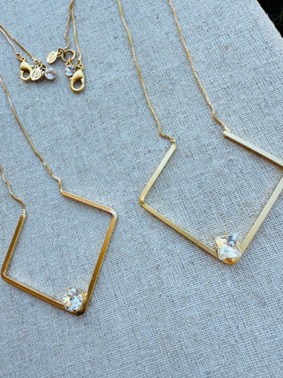 Blair Geometric Pendant Crystal Necklace - Shabby To Chic Jewelry