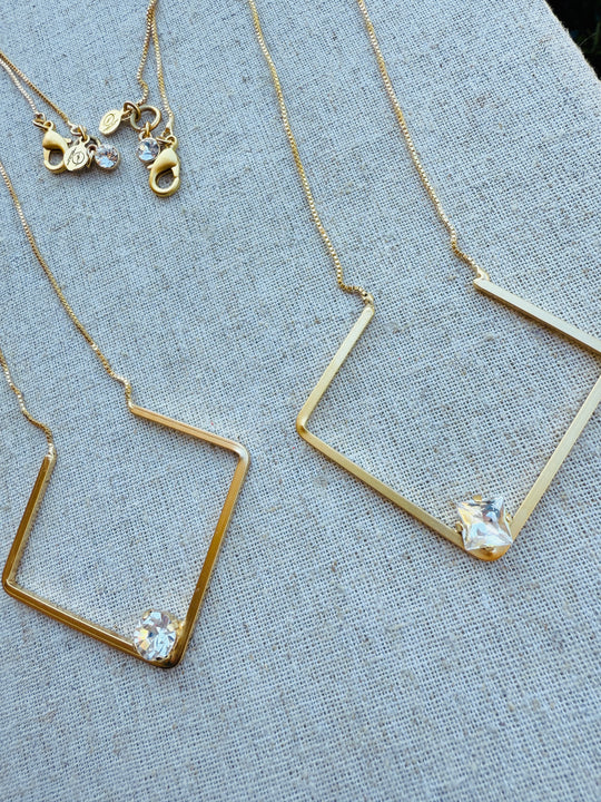 Blair Geometric Pendant Crystal Necklace - Shabby To Chic Jewelry