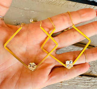 Blair Geometric Pendant Crystal Necklace - Shabby To Chic Jewelry