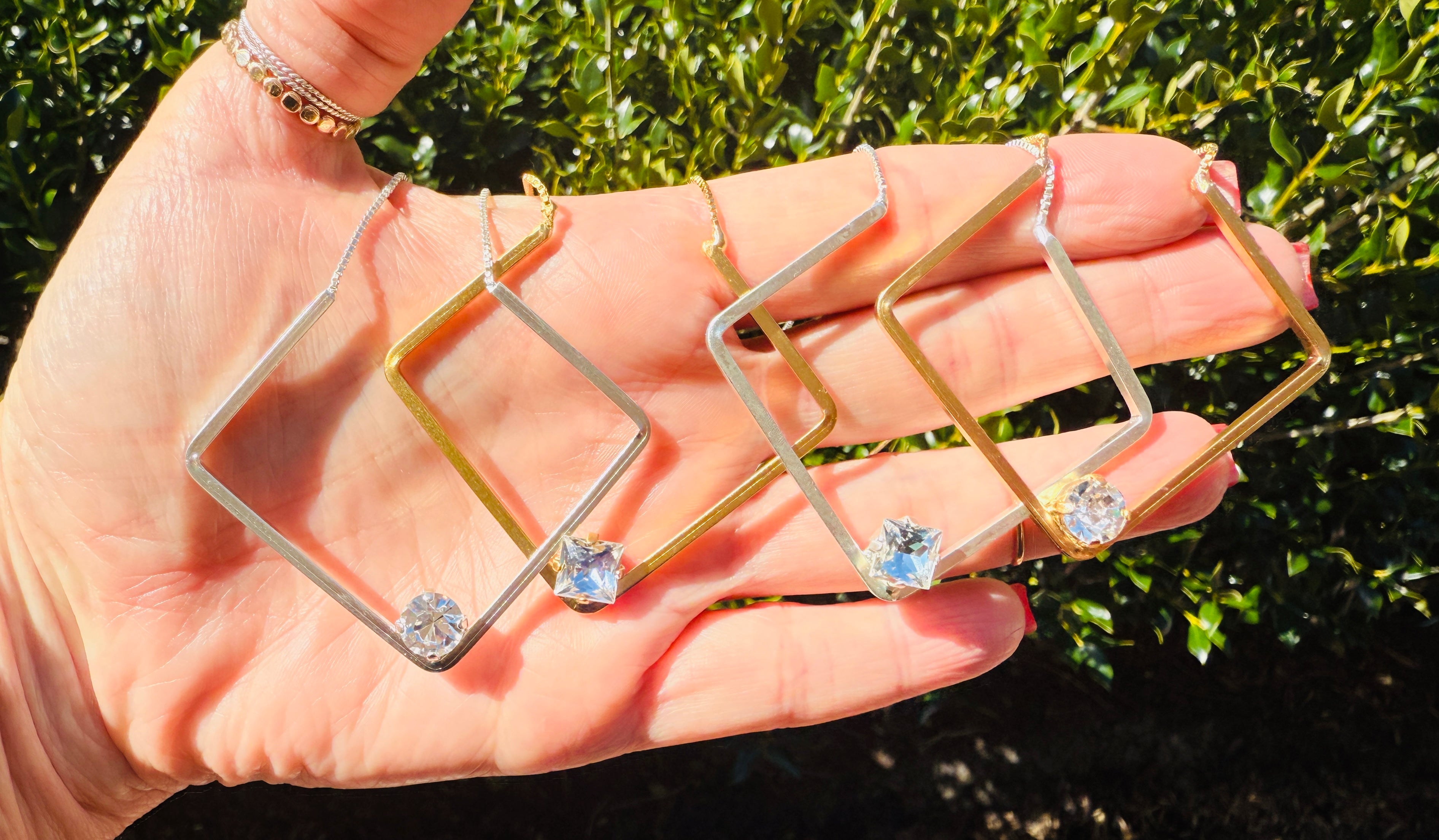 Blair Geometric Pendant Crystal Necklace - Shabby To Chic Jewelry