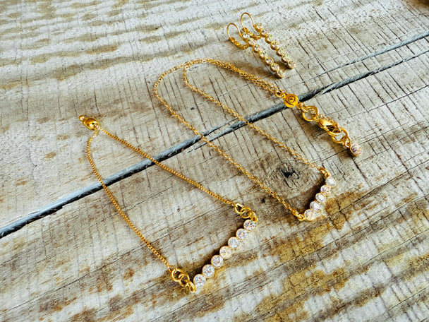 Noelle Petite Crystal Bar Necklace and Bracelet - Shabby To Chic Jewelry