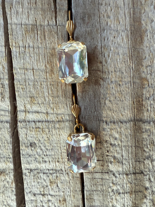 Ginger Octagon Crystal Dangle Earrings