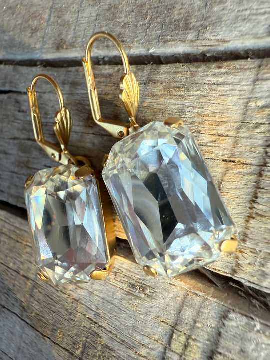 Ginger Octagon Crystal Dangle Earrings