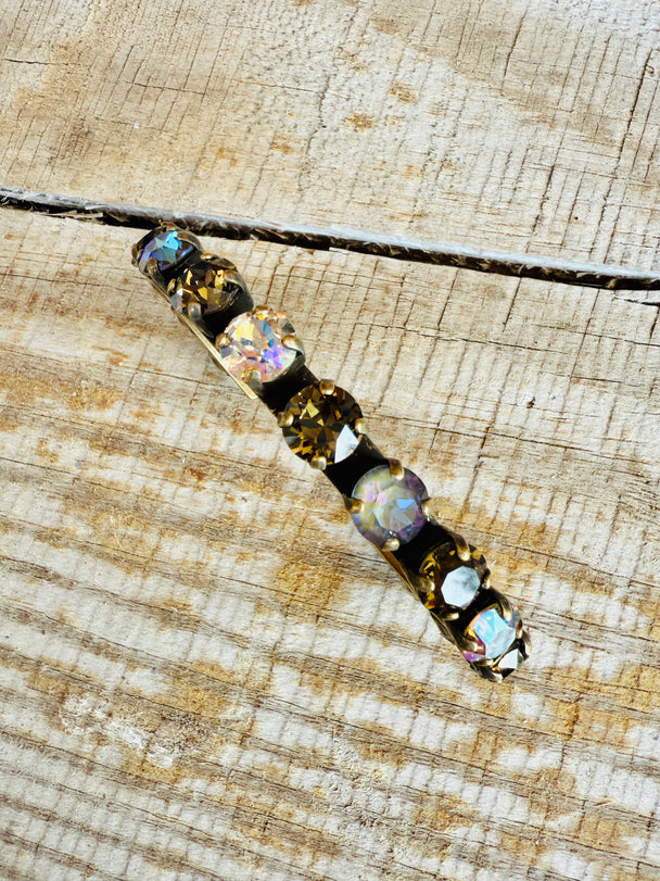 Natasha Brown Crystal Cuff Antique Gold Bracelet