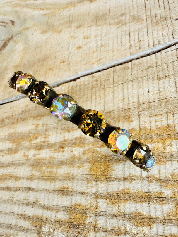 Natasha Brown Crystal Cuff Antique Gold Bracelet