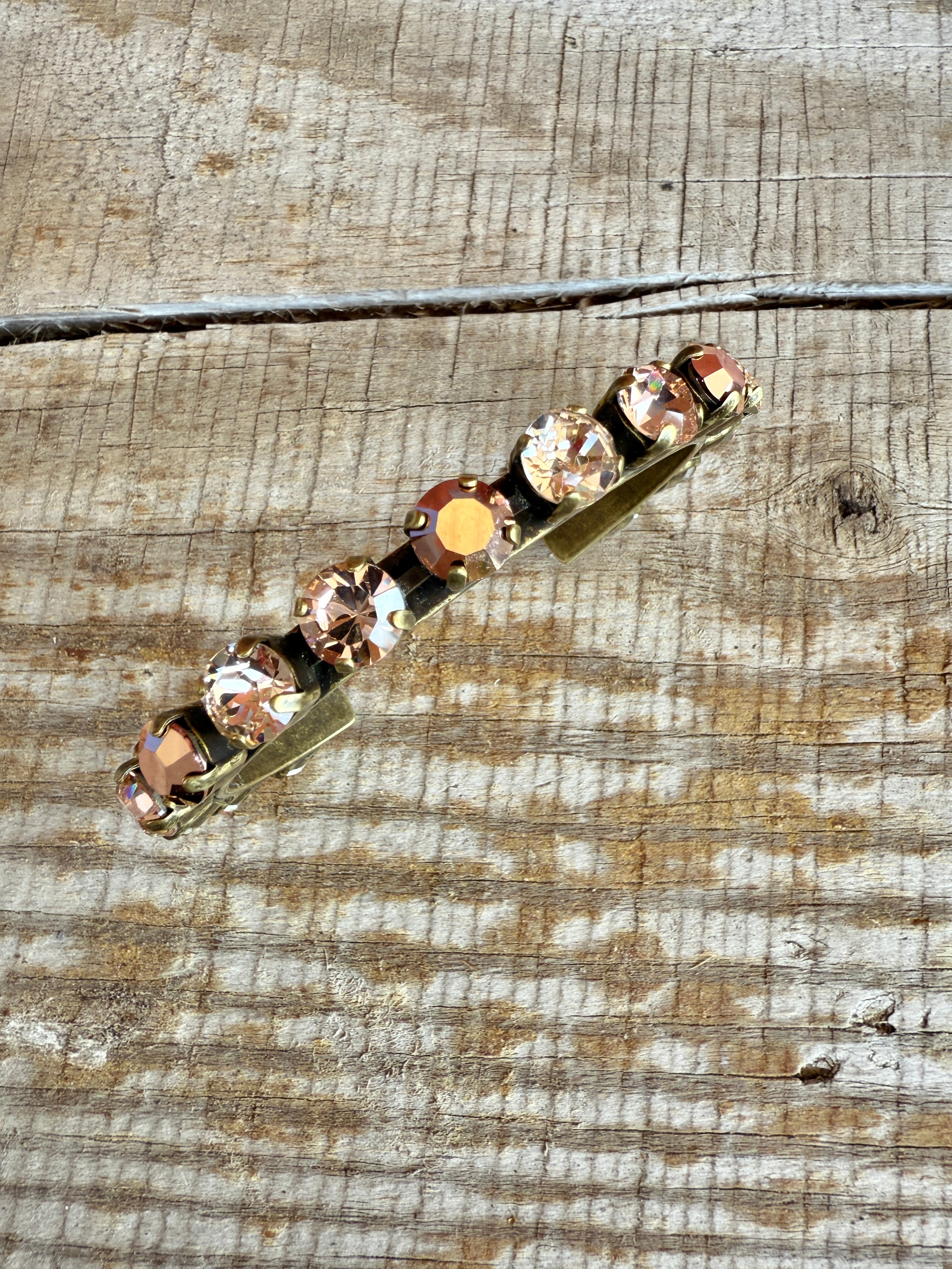 Audrey Rose Crystal Cuff Antique Gold Bracelet - Shabby To Chic Jewelry