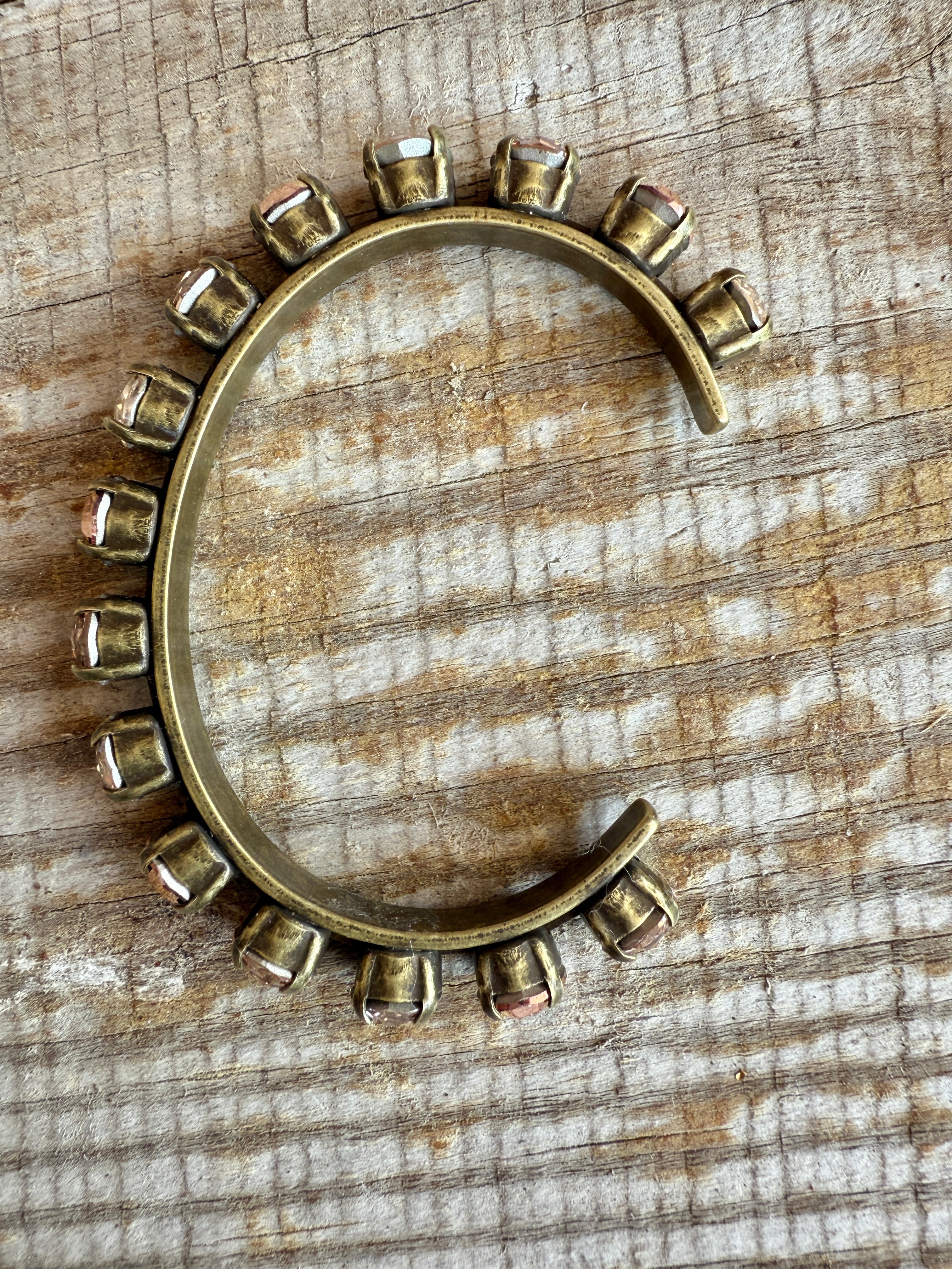 Audrey Rose Crystal Cuff Antique Gold Bracelet - Shabby To Chic Jewelry