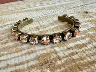 Audrey Rose Crystal Cuff Antique Gold Bracelet - Shabby To Chic Jewelry