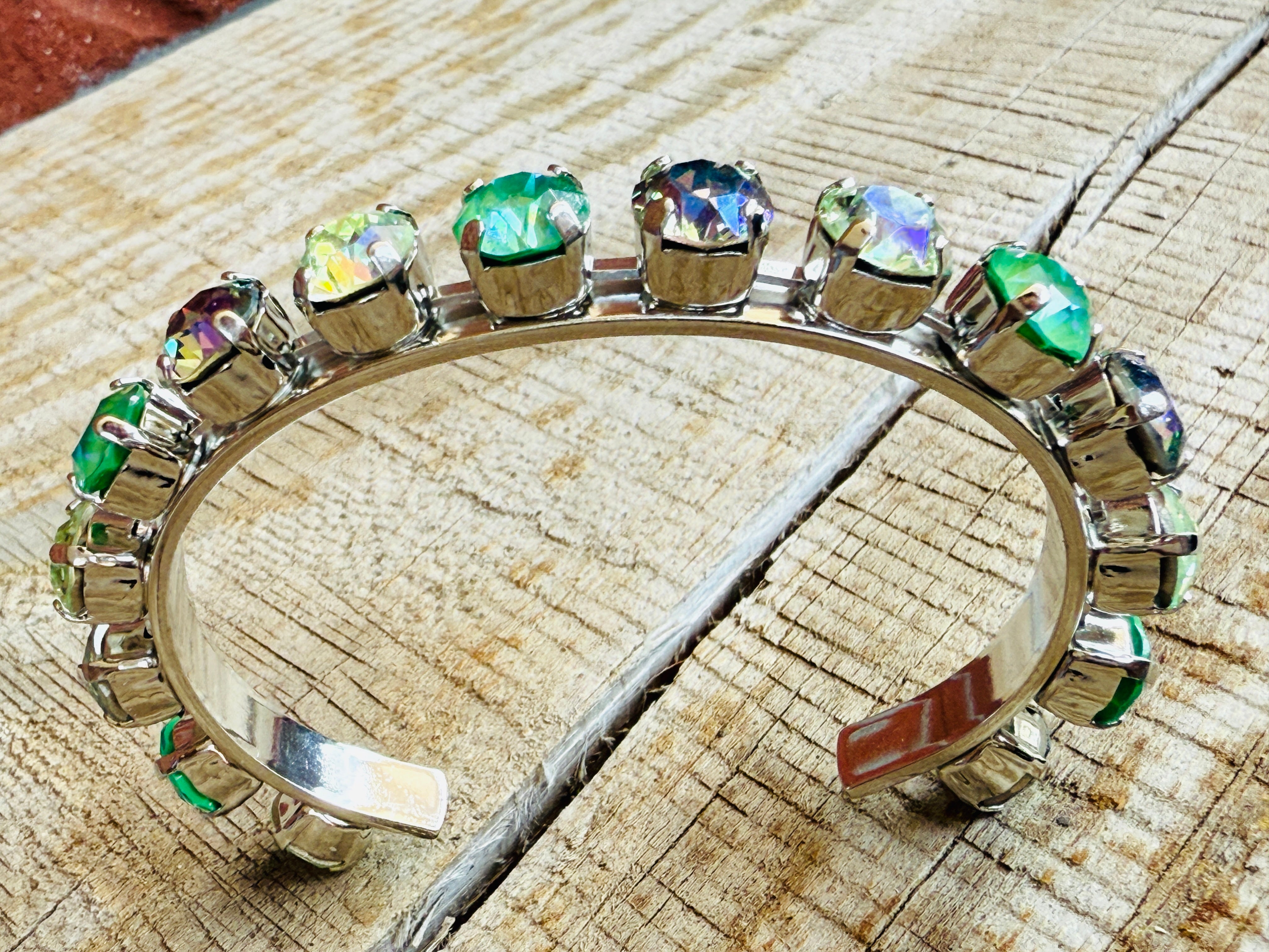 Adeline Green Crystal Cuff Bracelet - Shabby To Chic Jewelry