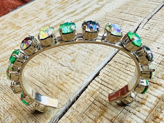 Adeline Green Crystal Cuff Bracelet - Shabby To Chic Jewelry