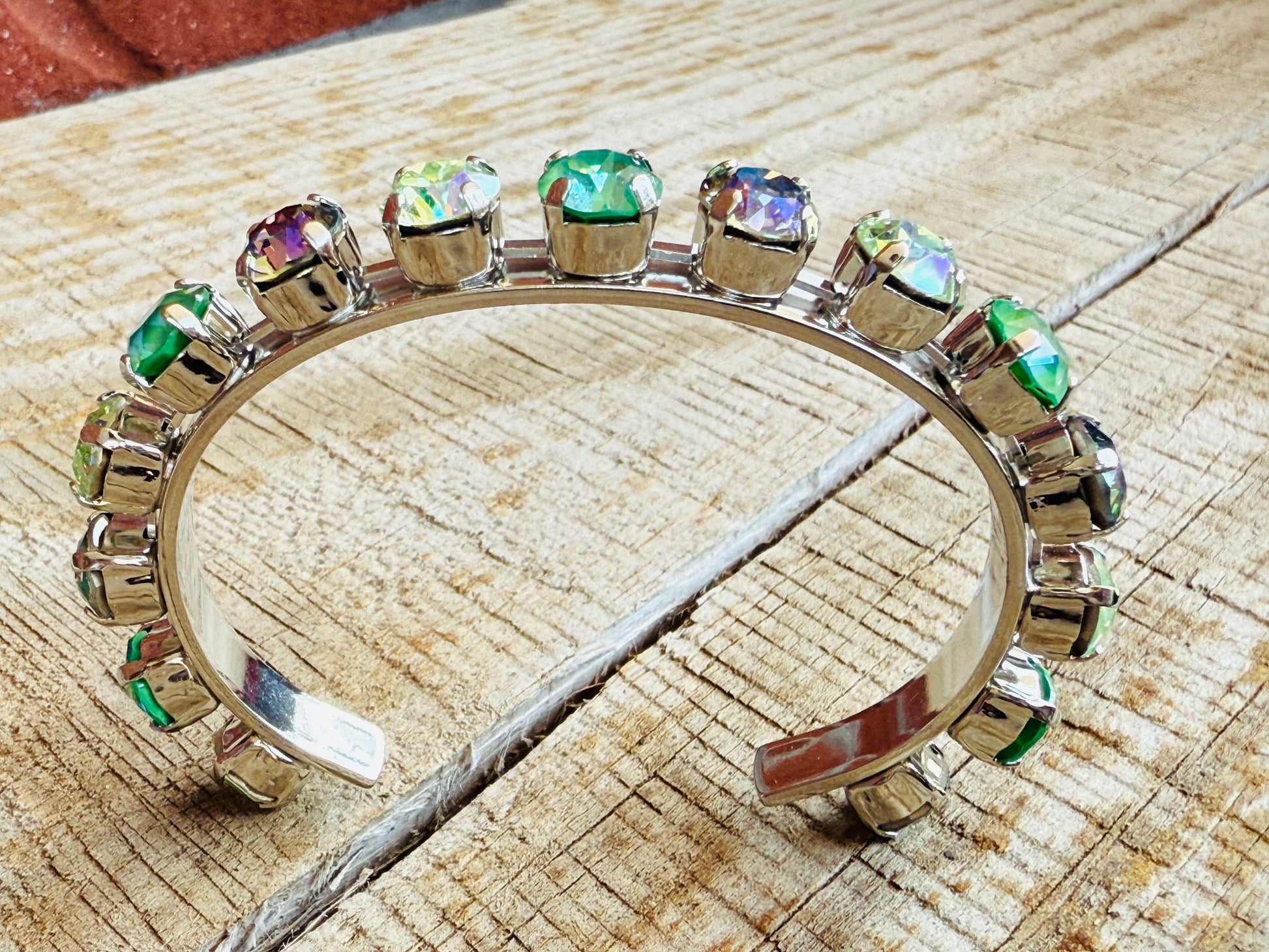 Adeline Green Crystal Cuff Bracelet - Shabby To Chic Jewelry
