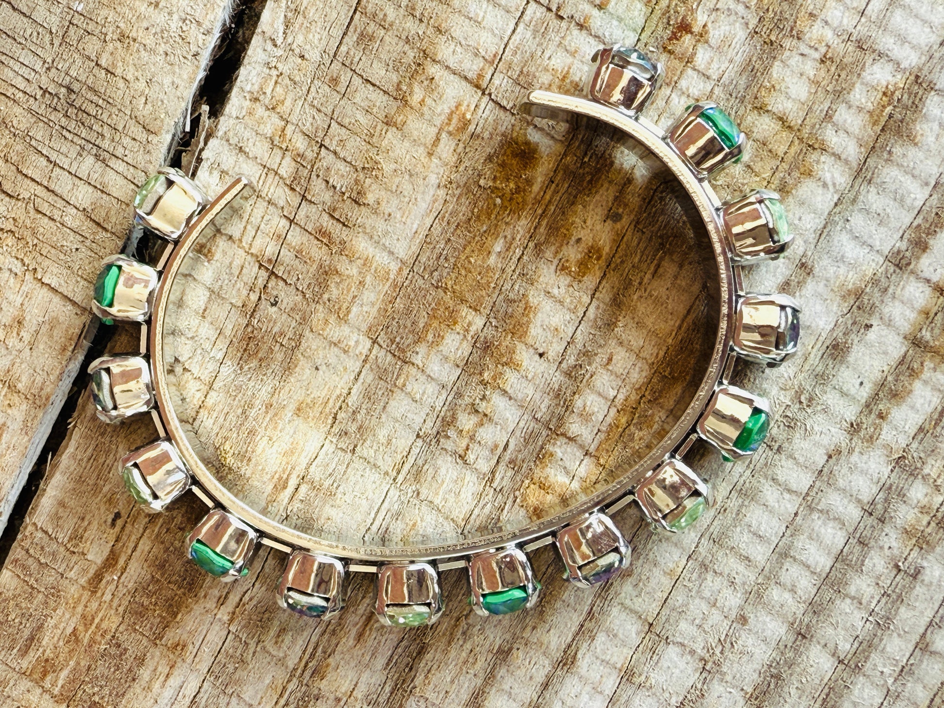 Adeline Green Crystal Cuff Bracelet - Shabby To Chic Jewelry