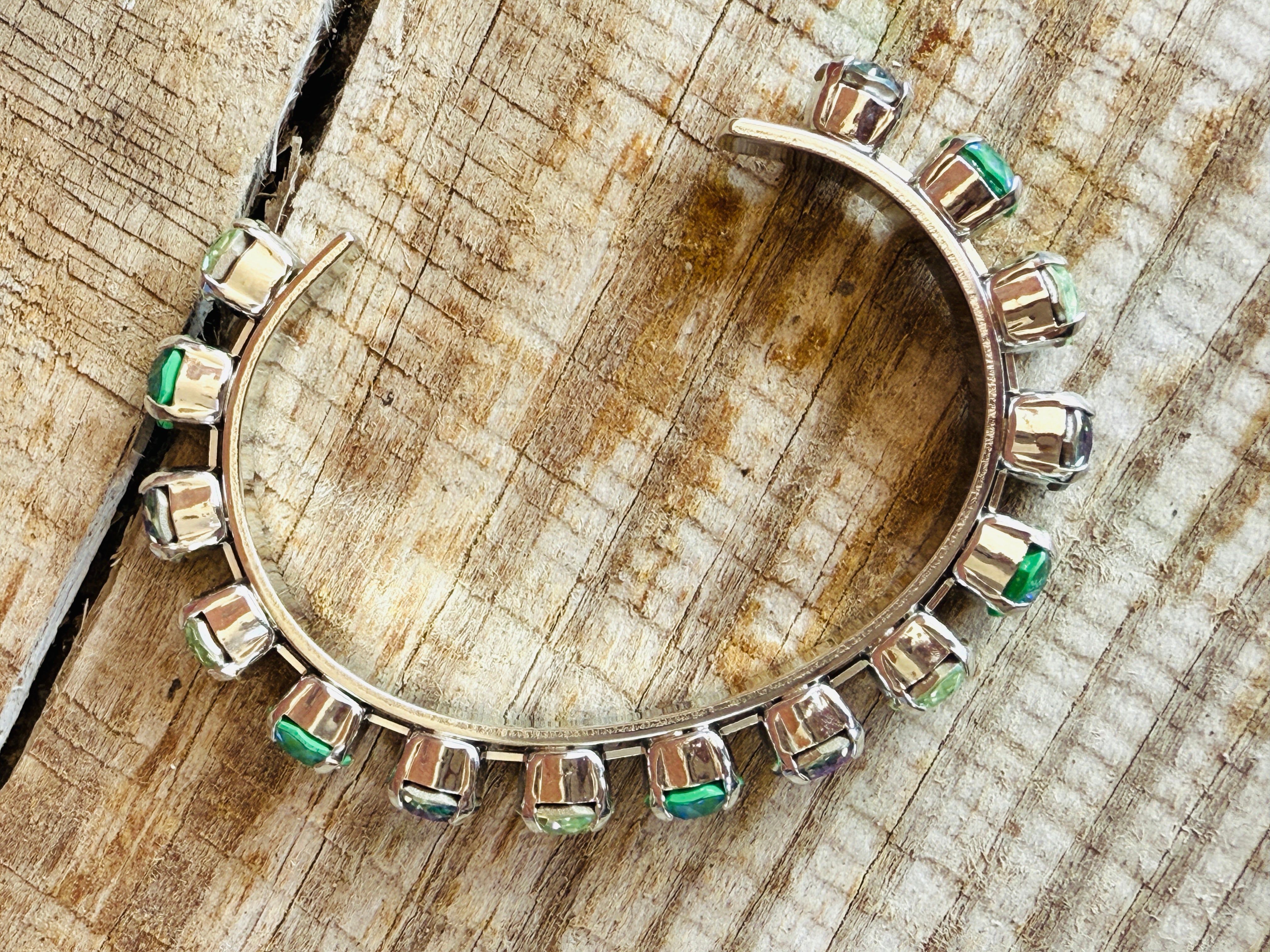 Adeline Green Crystal Cuff Bracelet - Shabby To Chic Jewelry