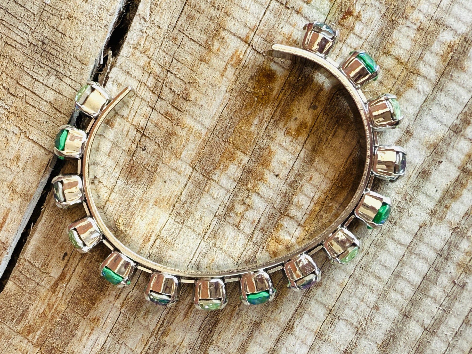 Adeline Green Crystal Cuff Bracelet - Shabby To Chic Jewelry