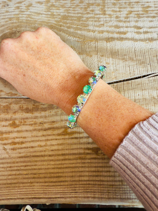 Adeline Green Crystal Cuff Bracelet - Shabby To Chic Jewelry